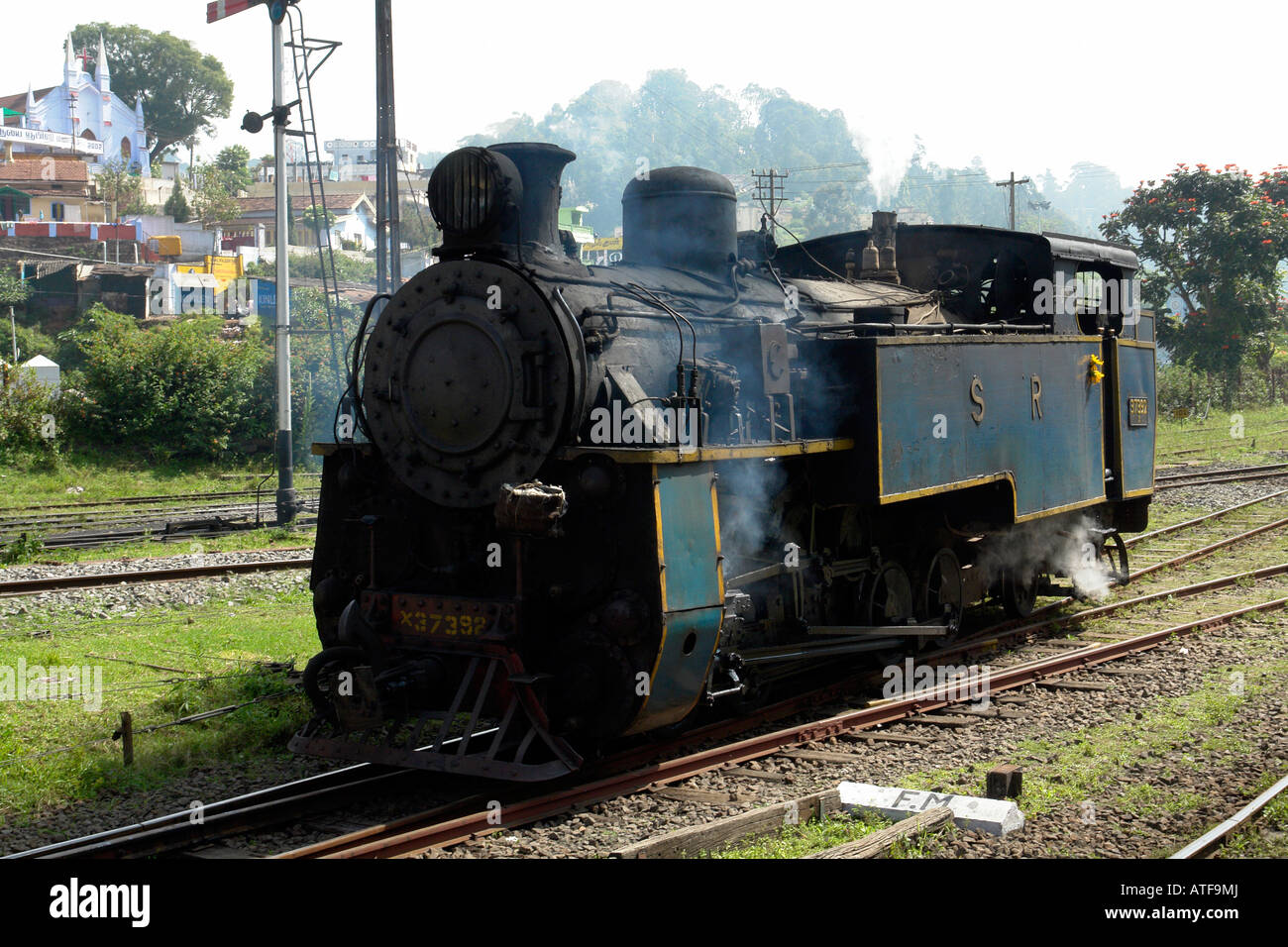 steam engine at coonoor station for the ooty toy train narrow gauge