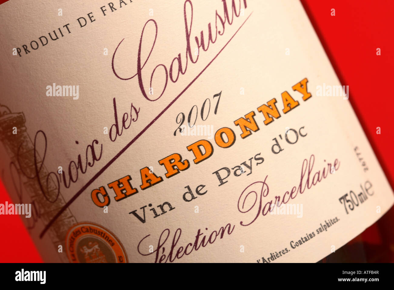 French Chardonnay white wine bottle product Vin de Pays d Oc Stock Photo