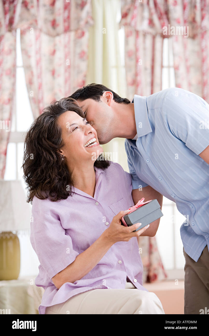 Young man kissing older woman hires stock photography and images Alamy