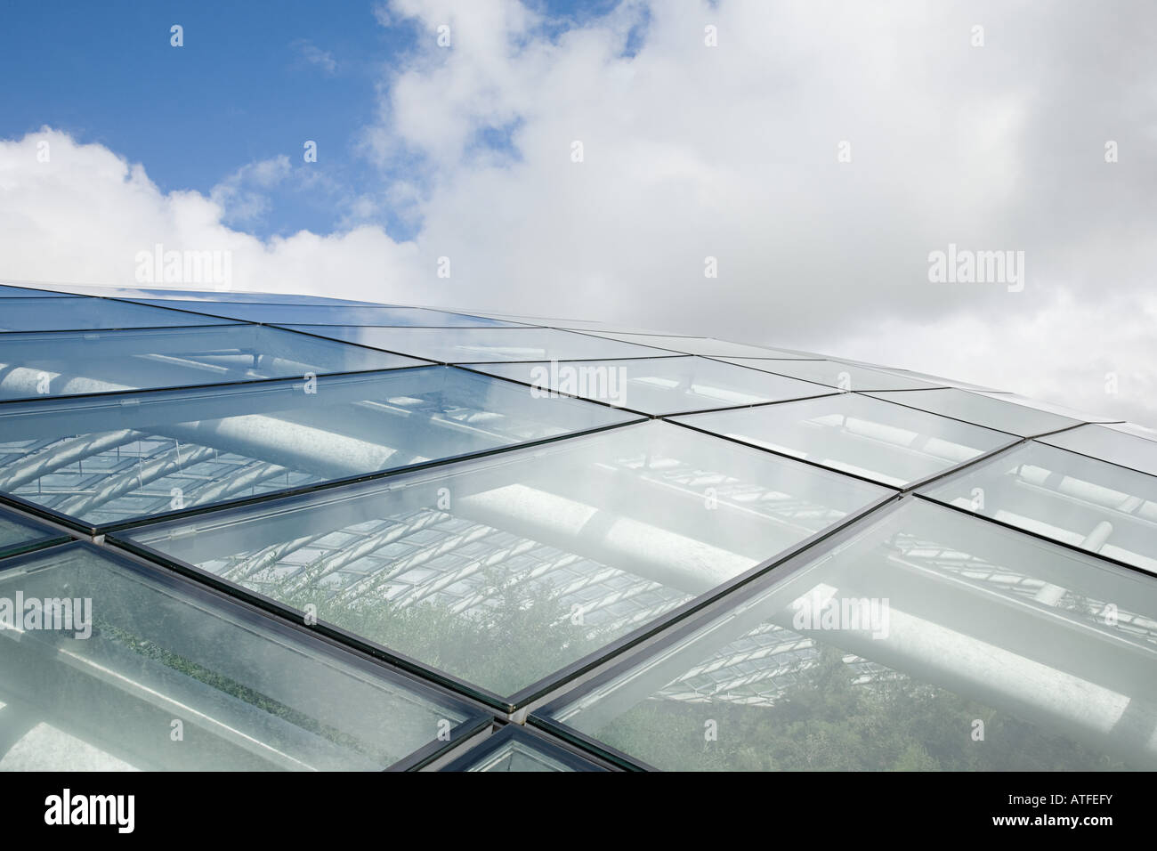Roof of a large greenhouse Stock Photo
