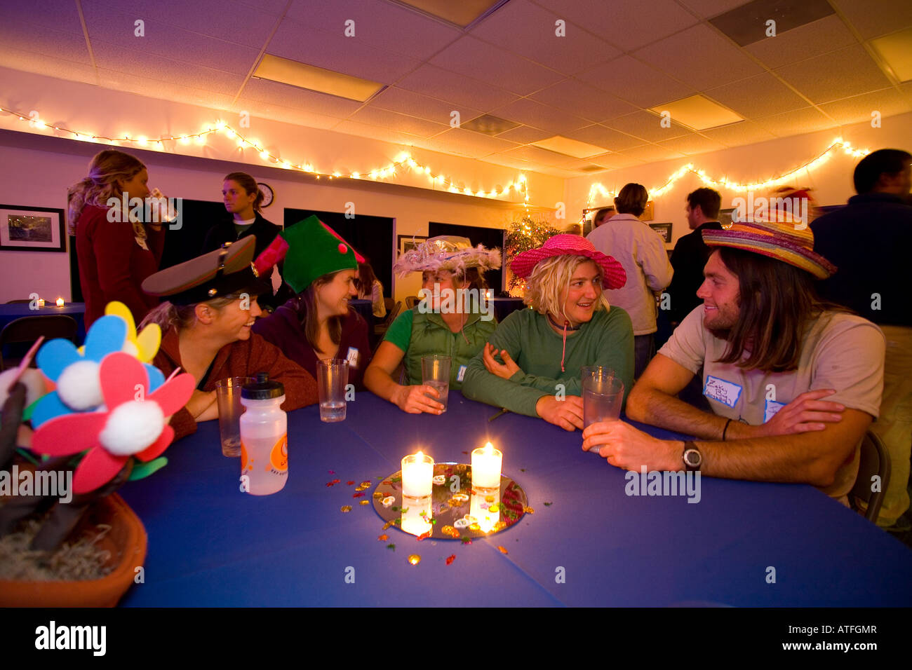 friends gather at a party Stock Photo