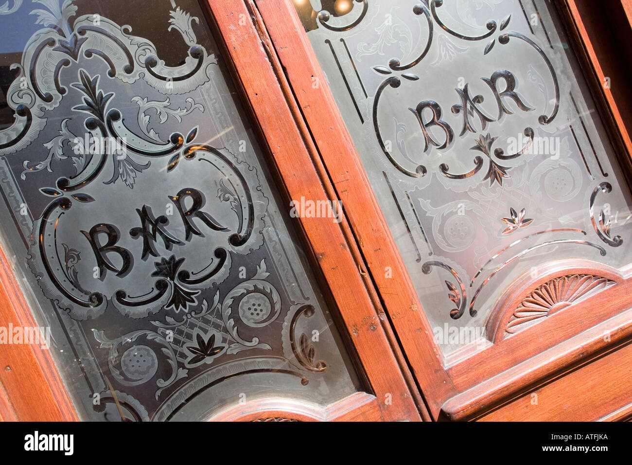 Detail of a Bar door in Islington London Stock Photo