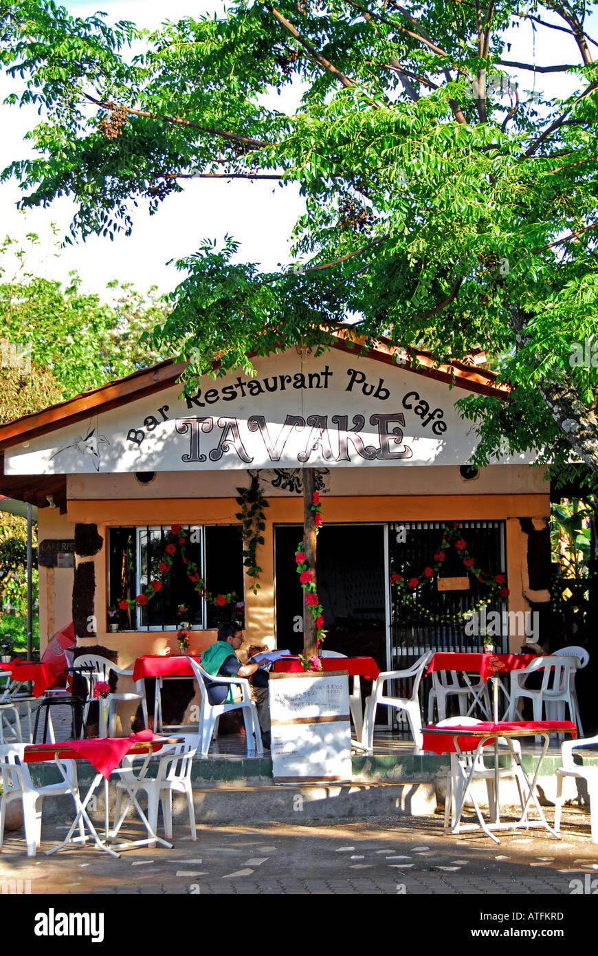 Chile Easter Island Hanga Roa Outdoor Cafe Restaurant Stock Photo