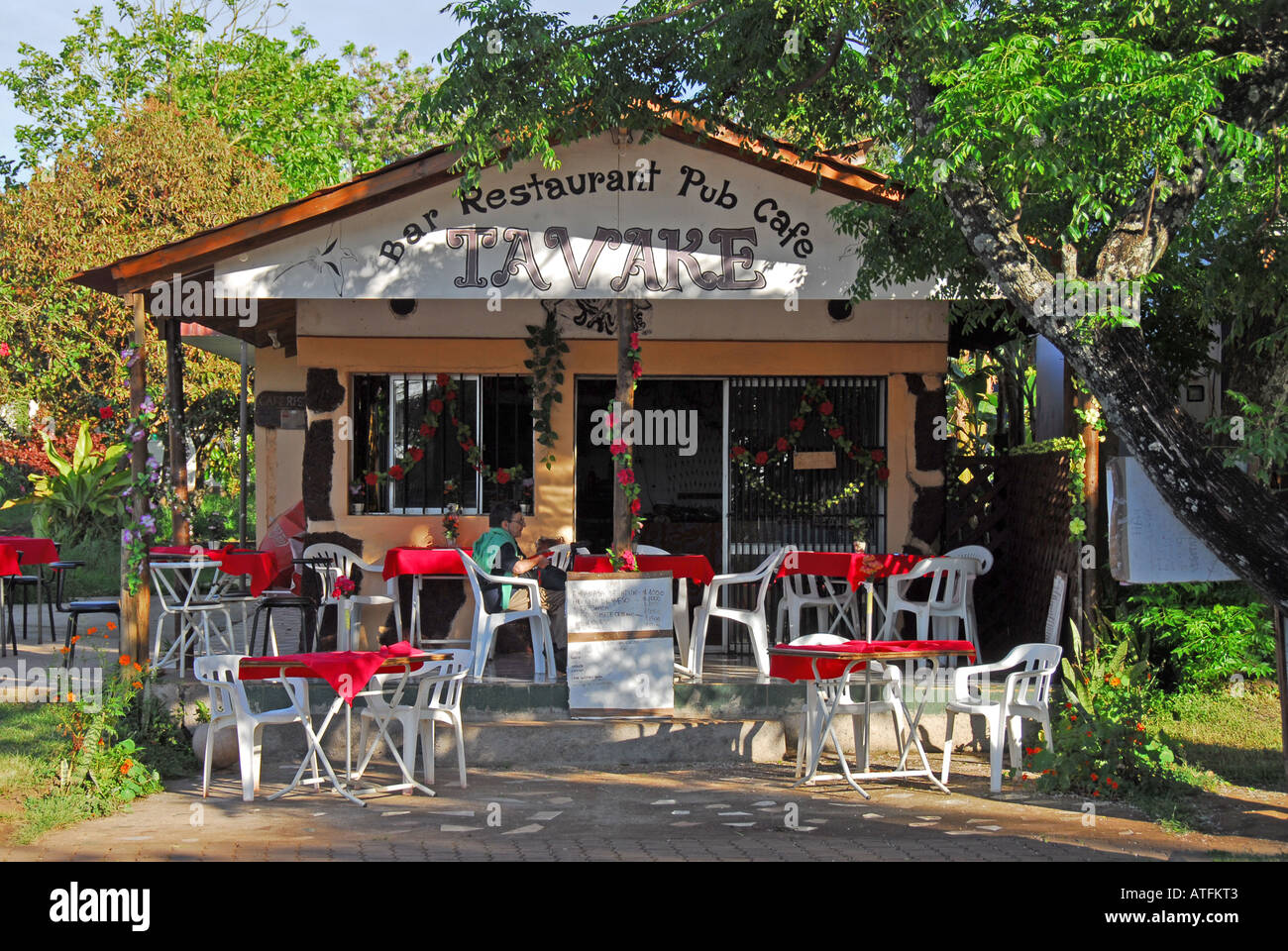 Chile Easter Island Hanga Roa Outdoor Cafe Restaurant Stock Photo