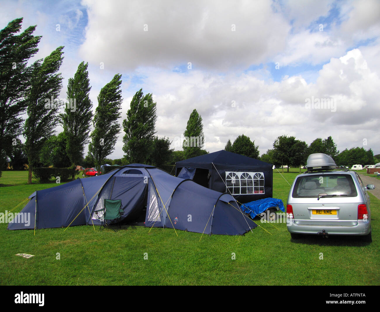 Campsite scene UK Stock Photo Alamy
