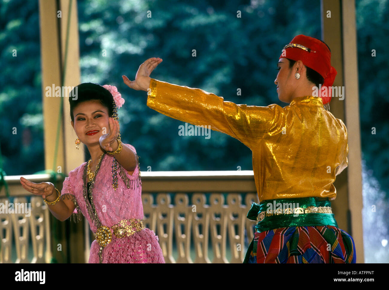 Thai dance dancer dancers dancing dance performance, Vimanmek Palace, Vimanmek Mansion, Bangkok, Bangkok Province, Thailand, Southeast Asia, Asia Stock Photo