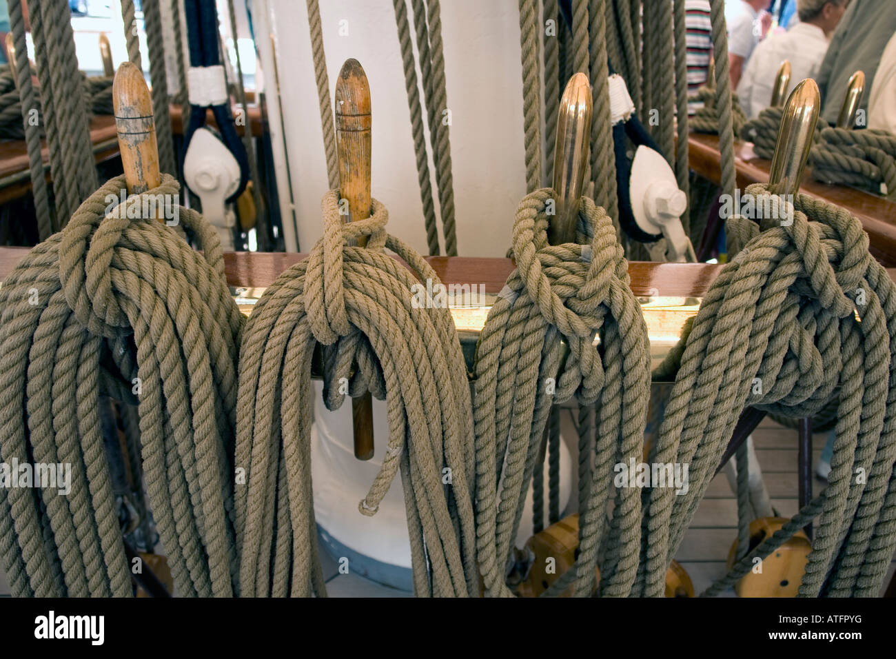 Ropes on ship Stock Photo Alamy