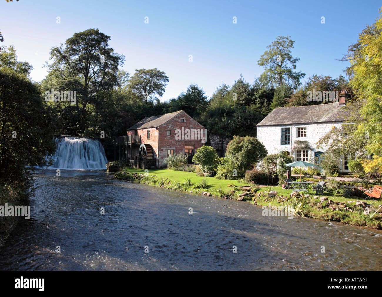 Rutter Falls, Appleby, Cumbria, watermill converted to domestic home with working waterwheel, UK