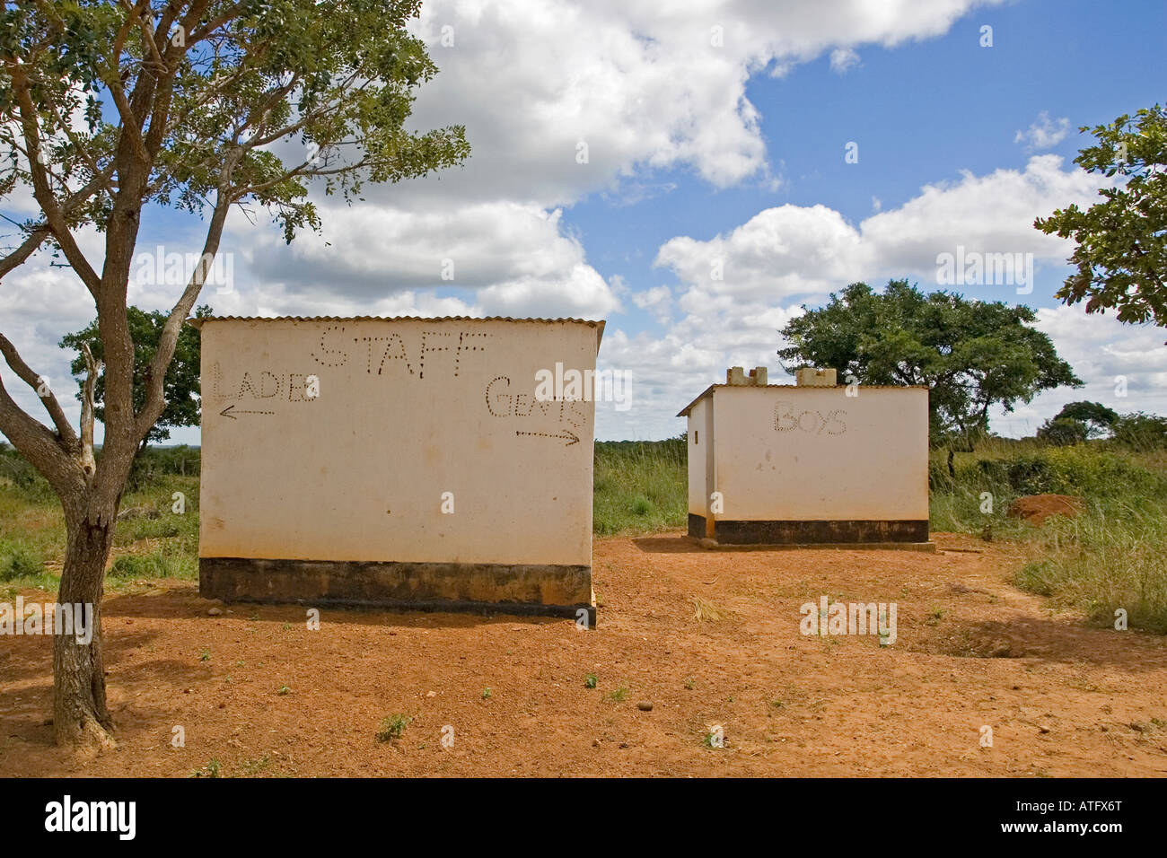 The staff and pupils toilets at a school in Zambia Stock Photo Alamy