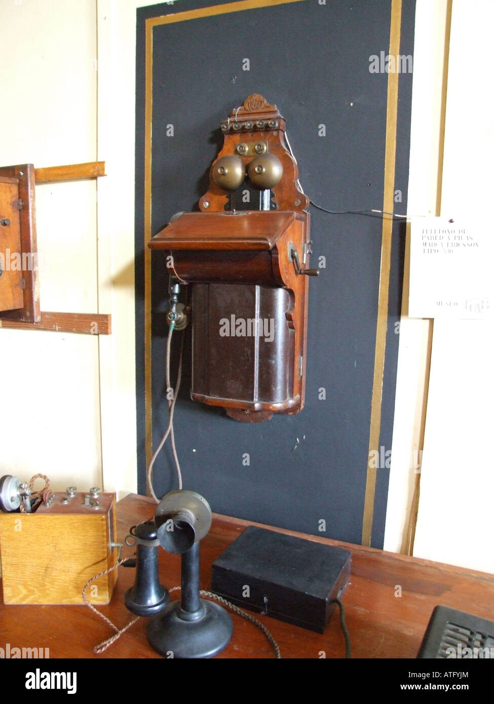 Two original vintage telephones Stock Photo