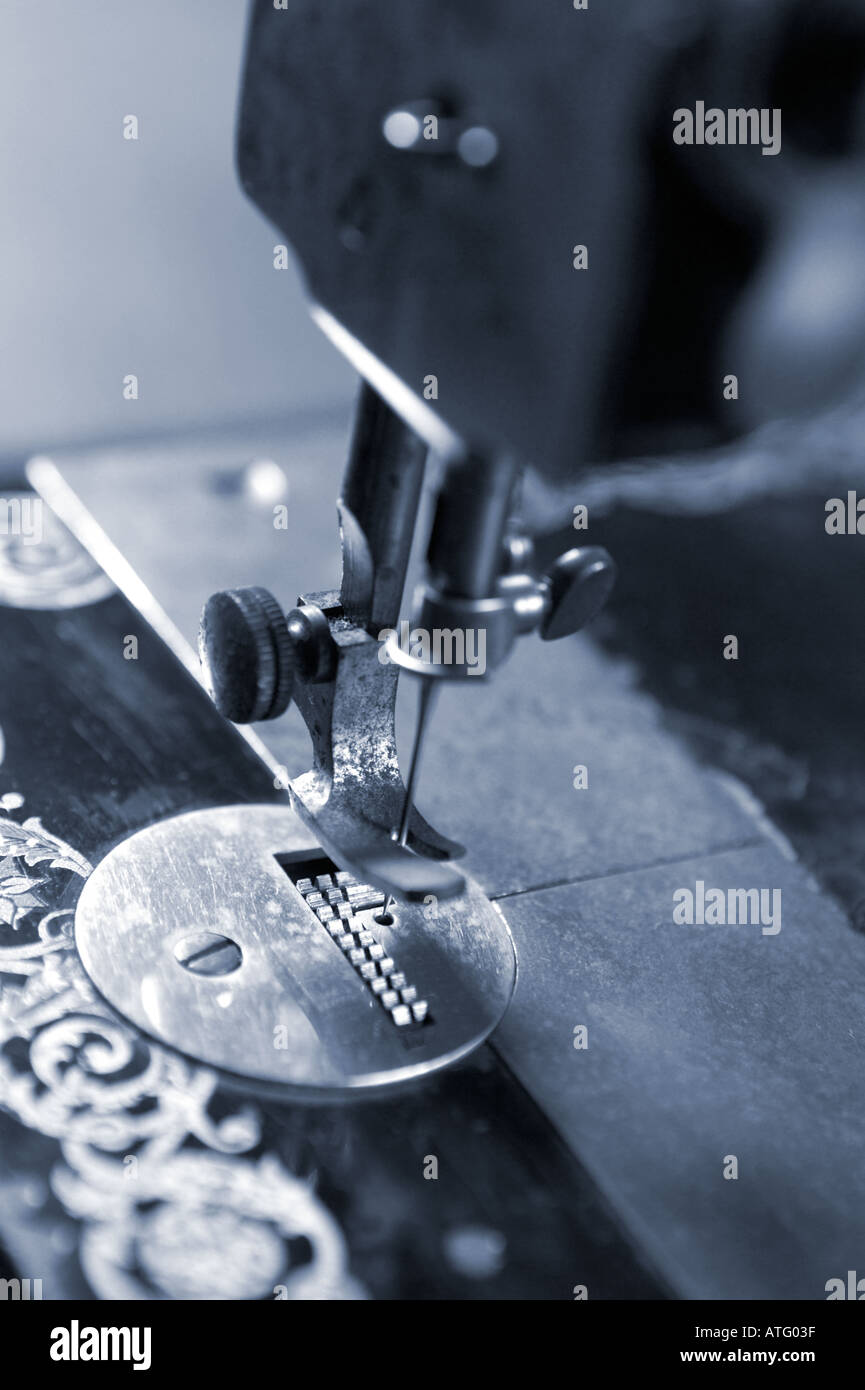Old Singer Sewing Machine head Blue Tone Stock Photo Alamy