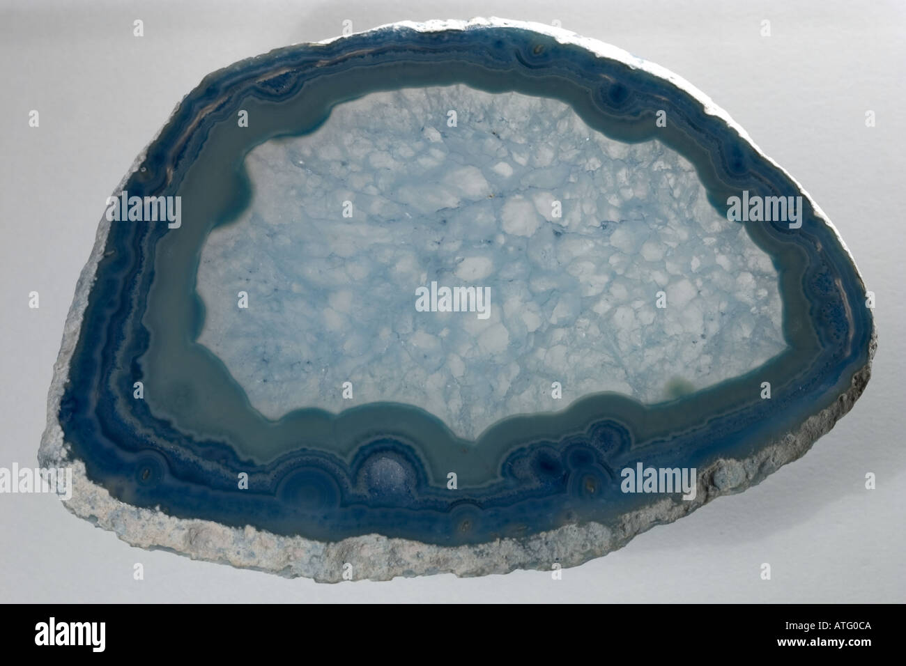 Slice of agate showing colourful banding Stock Photo