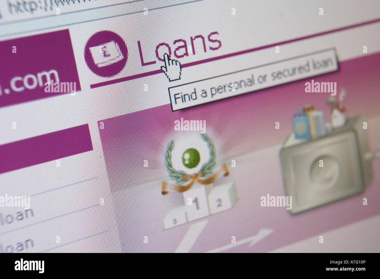 WEB SITE ON COMPUTER SCREEN SHOWING LOAN COST COMPARISON Stock Photo