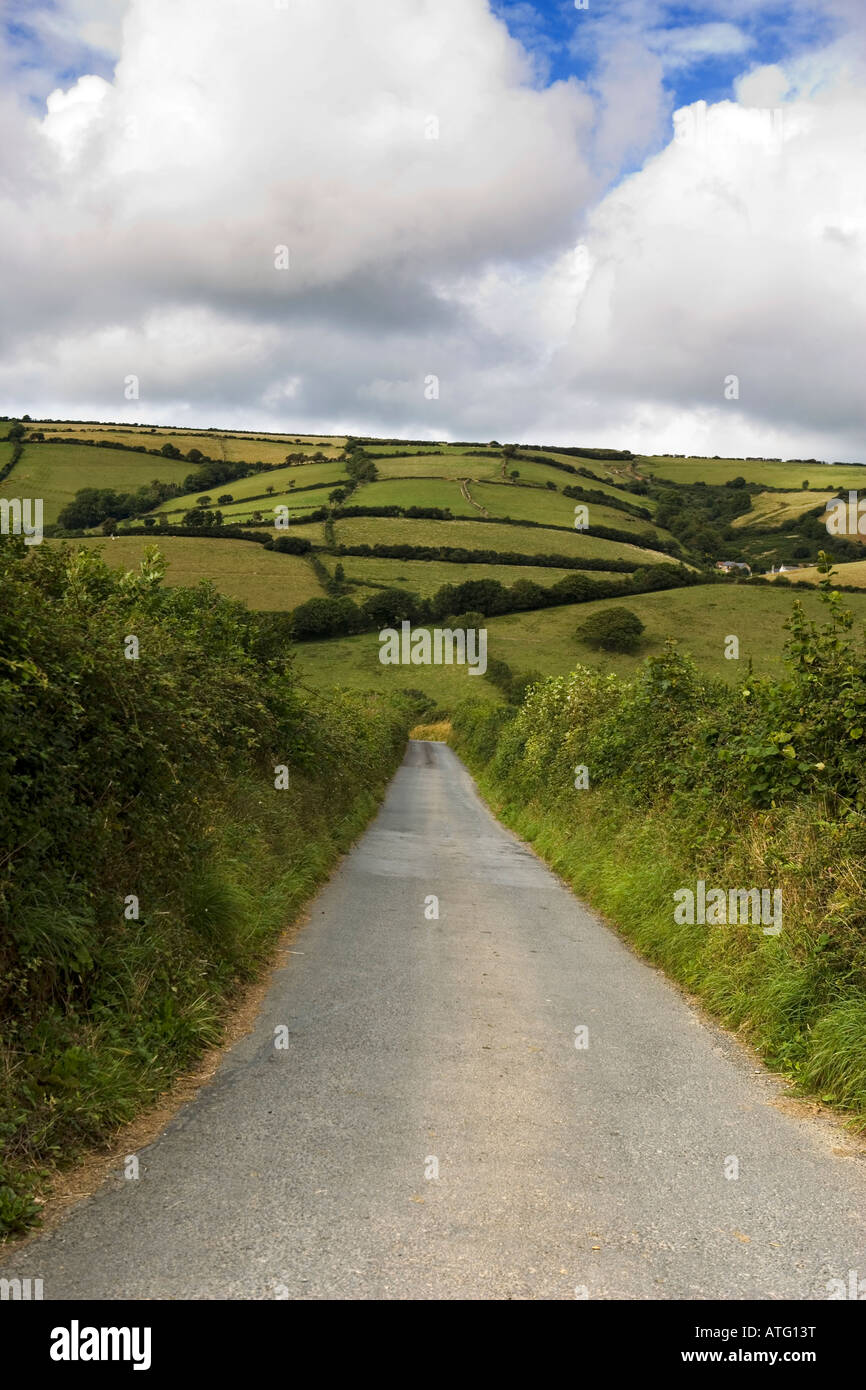 Open country road through countryside in England Stock Photo