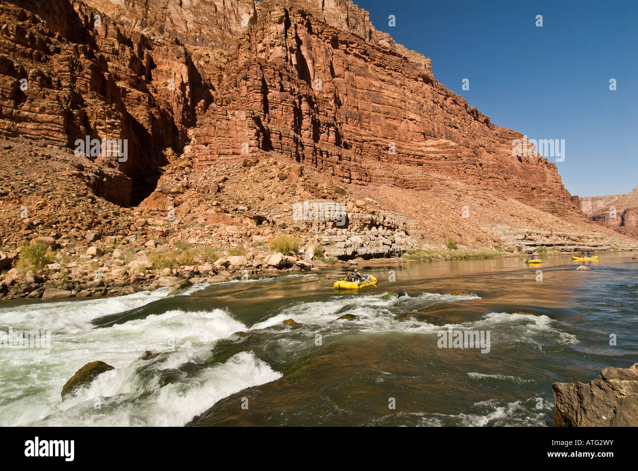 Running the Roaring Twenties while rafting the Colorado River in the Grand Canyon National Park Arizona Stock Photo