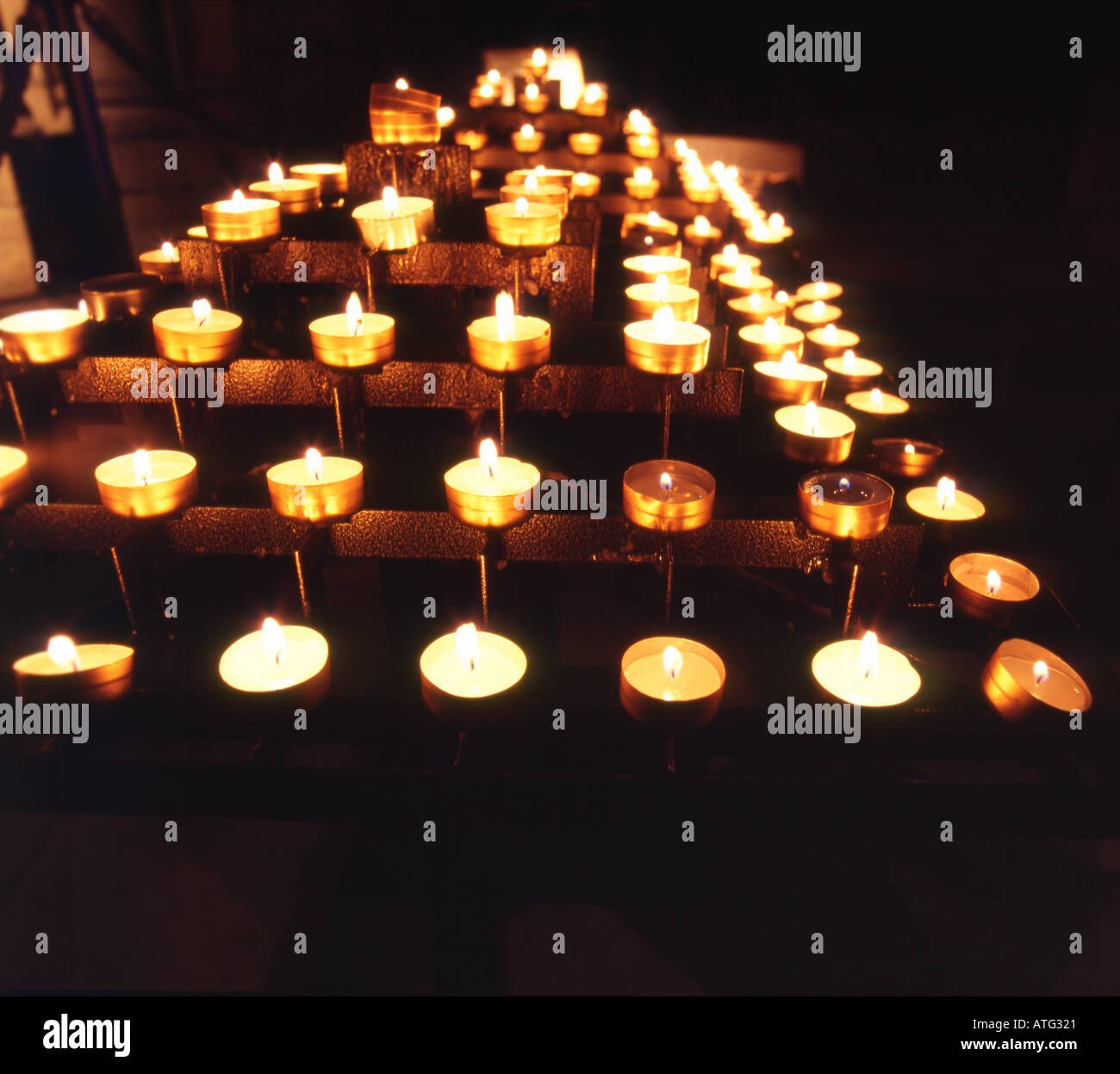 Rows of candles Stock Photo