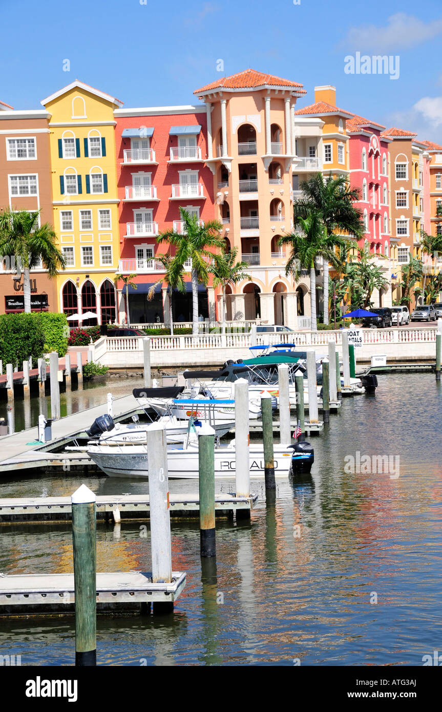 Naples Florida Bayfront Shopping and Residential District Stock Photo