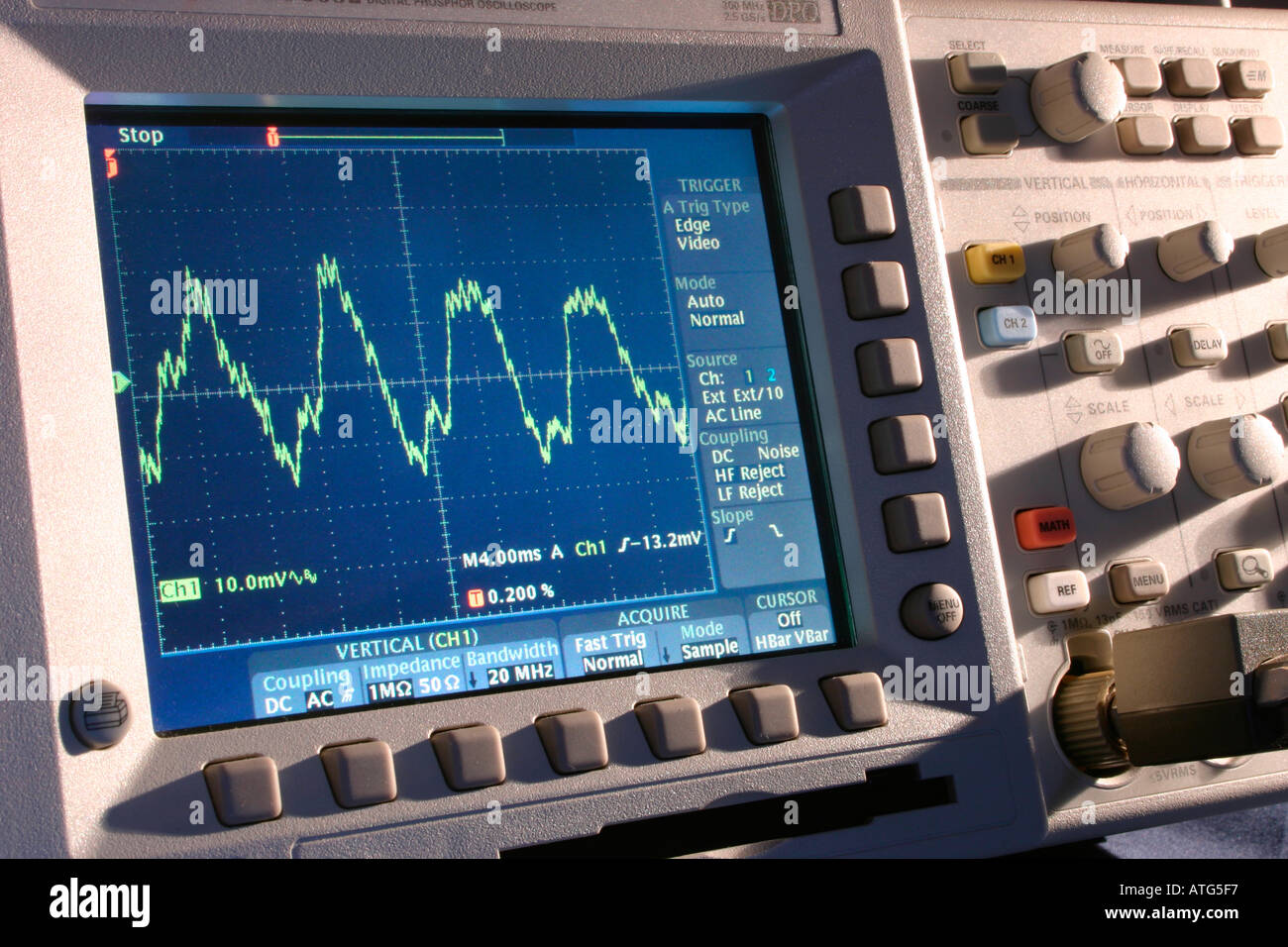 Guitar A string waveform on Oscilloscope Stock Photo Alamy