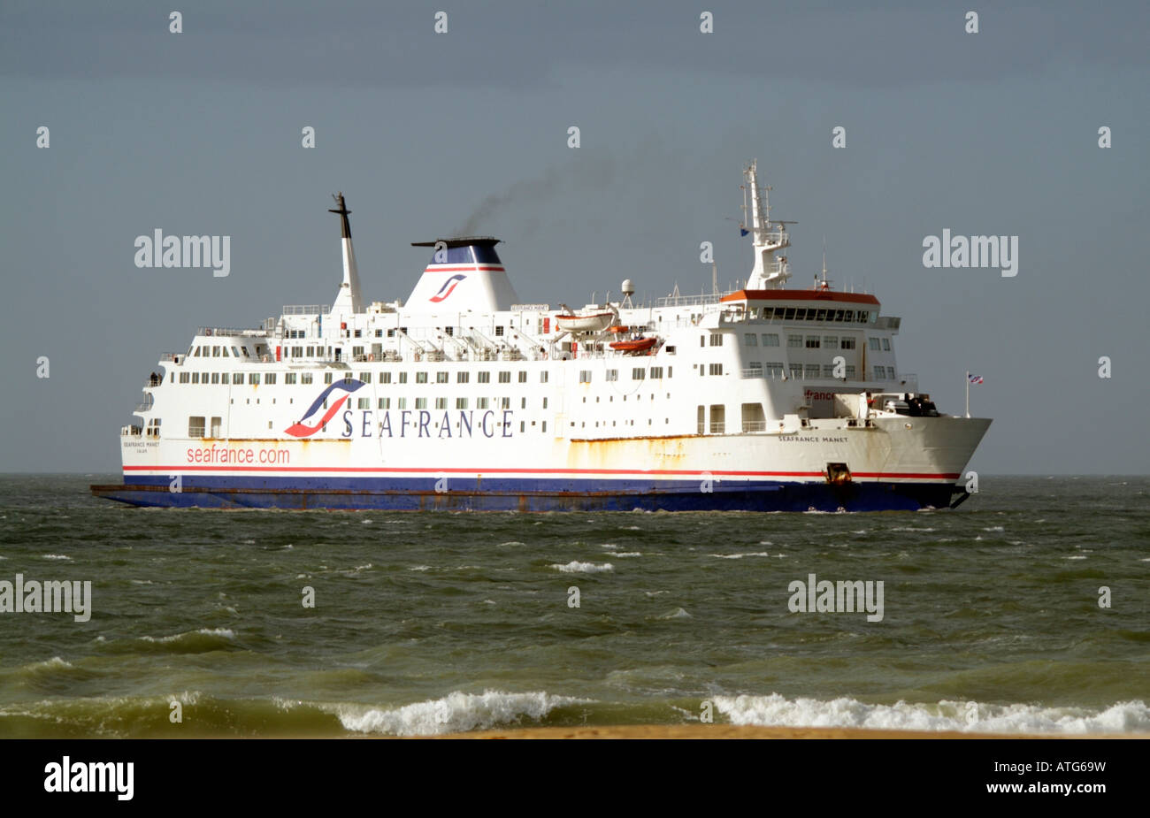 seafrance company ship manet enters Port of calais France Stock Photo