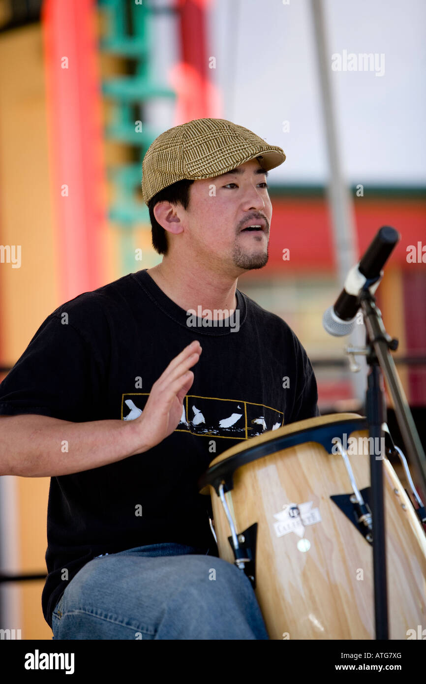 Los Angeles Chinatown Feb 2nd 2008 Drummer performing at the Chinese