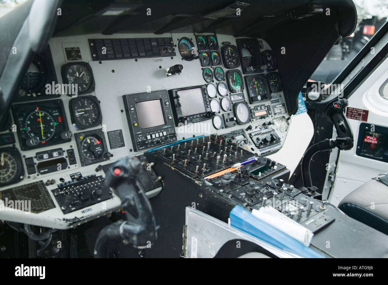 Sikorsky 76A Air Ambulance Helicopter Cockpit Stock Photo