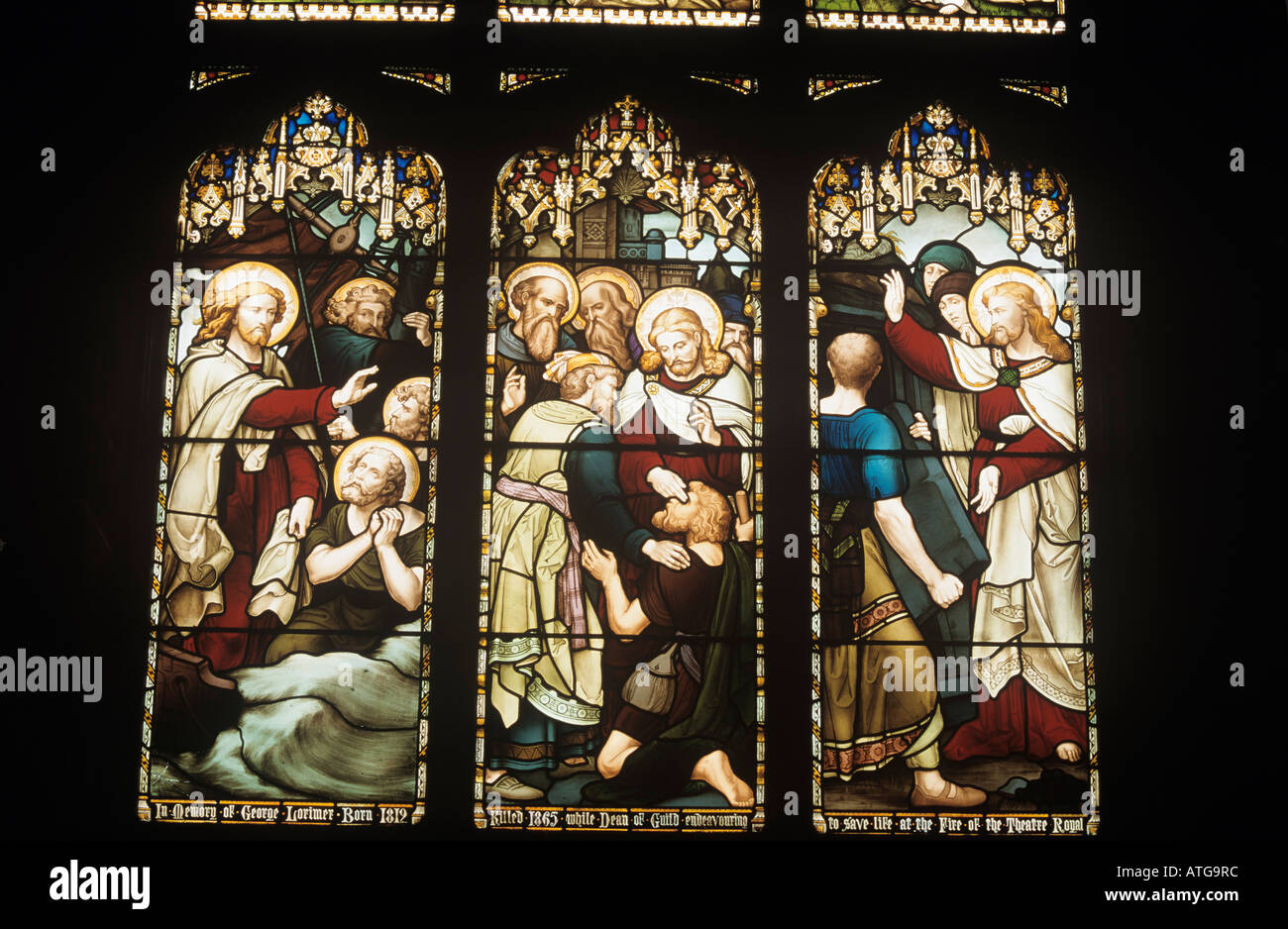 Edinburgh Royal Mile stained glass windows I St Giles Cathedral Stock