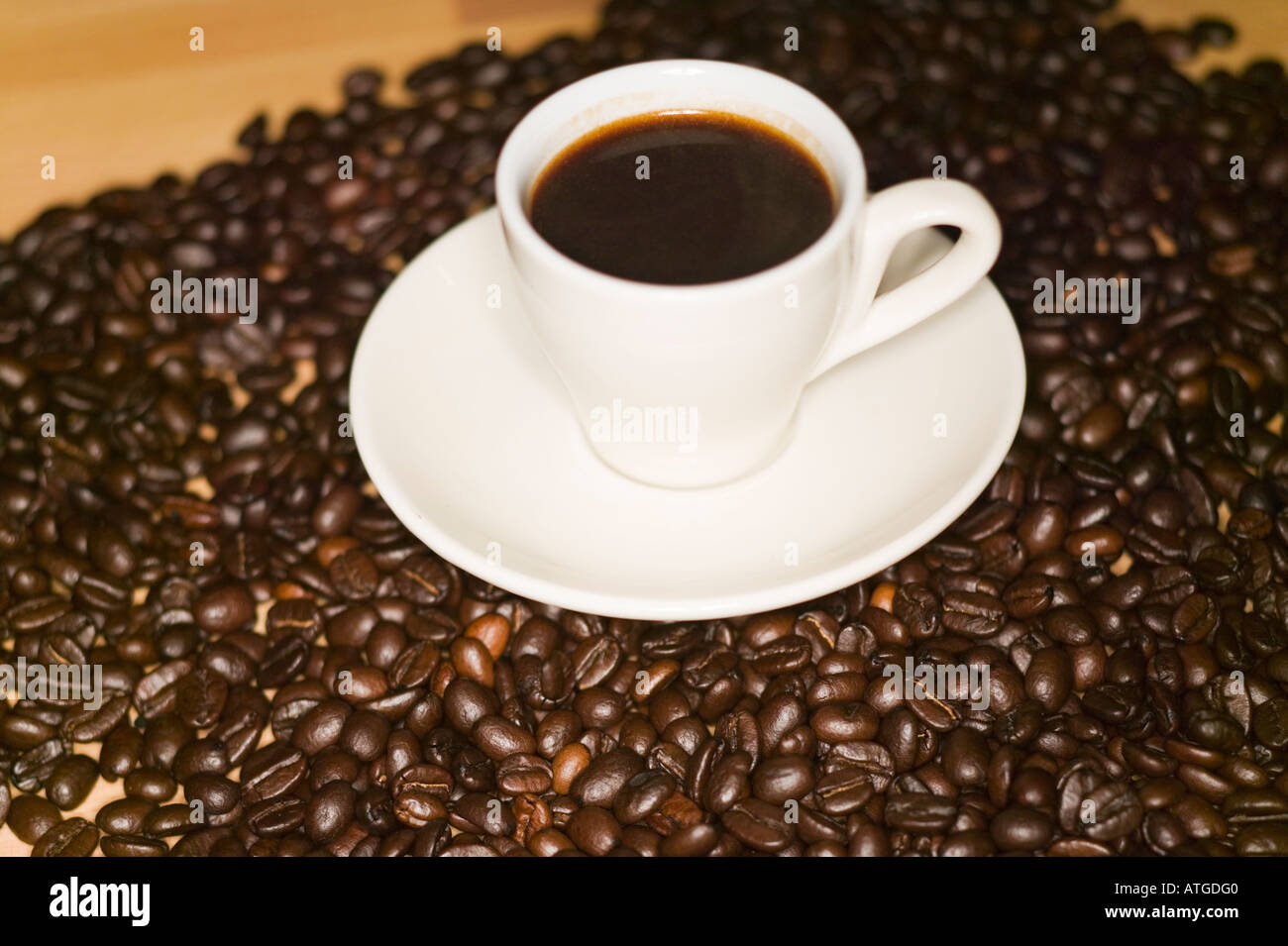 Espresso Coffee and Unground Coffee Beans Stock Photo Alamy