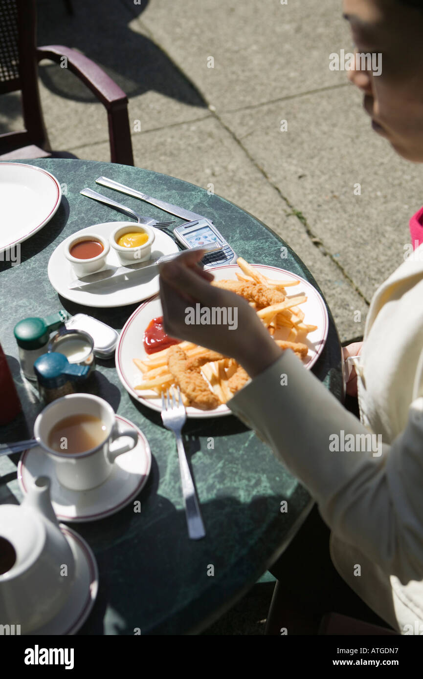 Asian Woman Having Lunch Stock Photo