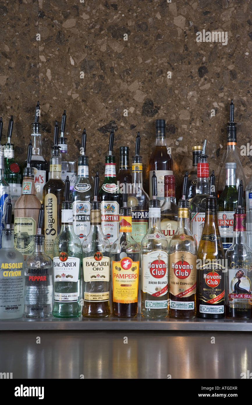 Bottles of alcohol Stock Photo