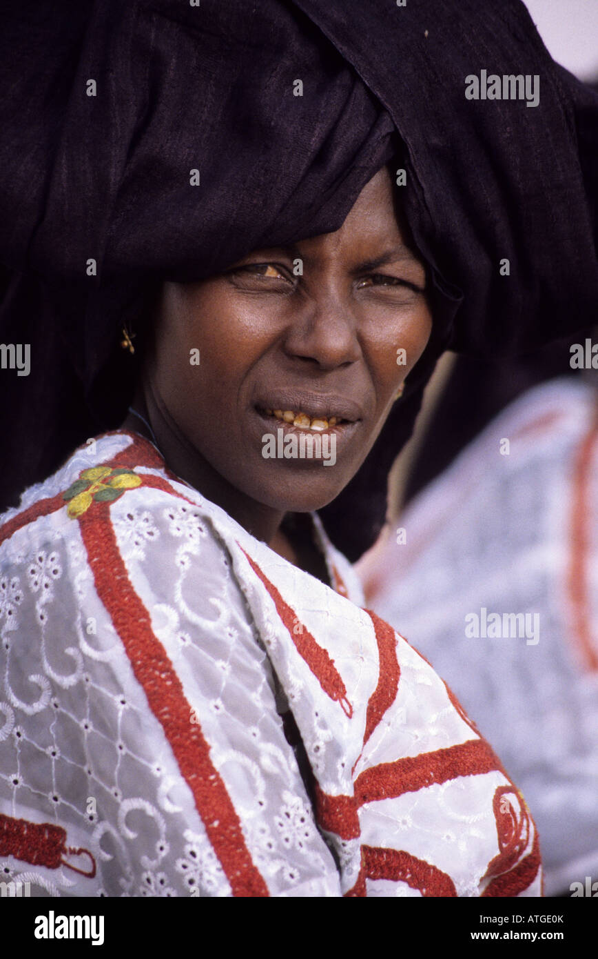 In-Gall, near Agadez, Niger Tuareg Woman Dressed to attend a Wedding Stock Photo