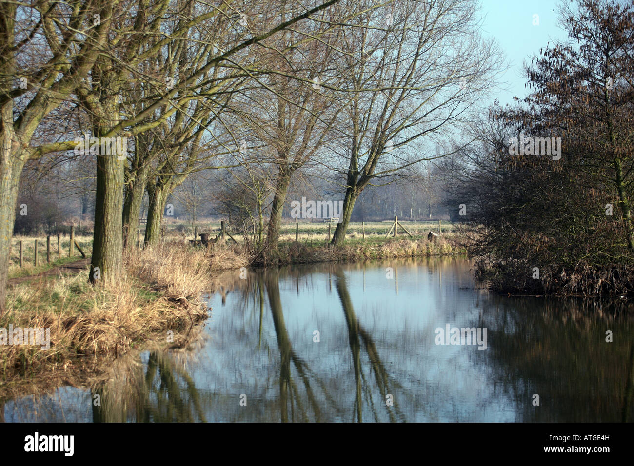 The River Stour near Flatford Mill the scene of john Constable paintings in Essex England Stock Photo