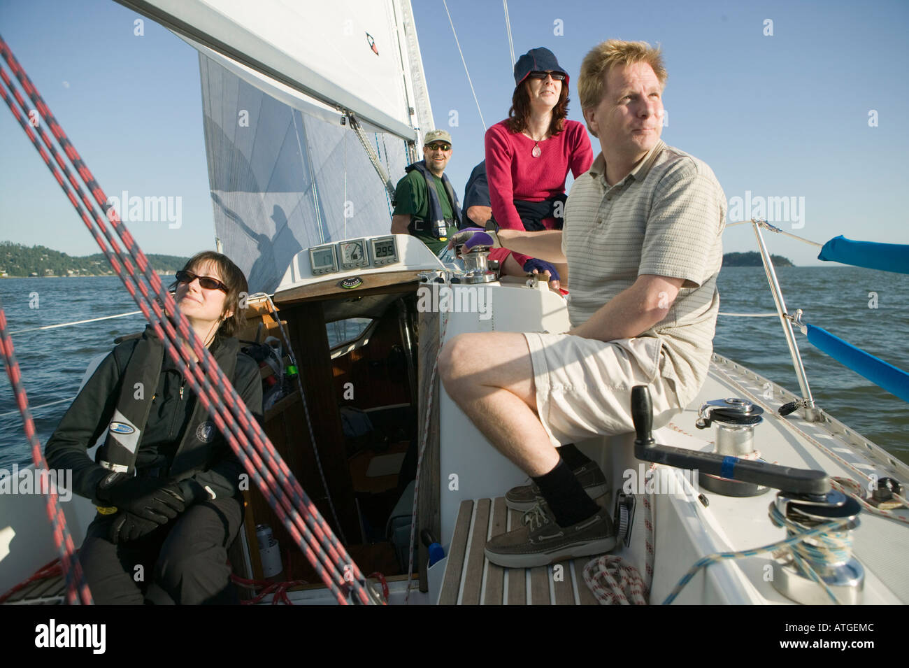 Group of Friends Out Sailing Stock Photo