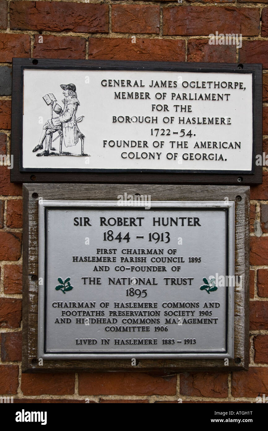Memorial plaques on the wall of the Town Hall Haslemere, Surrey