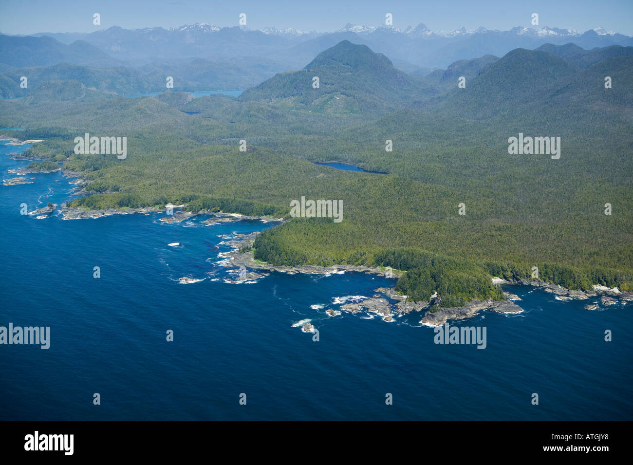 Aerial View North West Coast Vancouver Island British Columbia C Stock