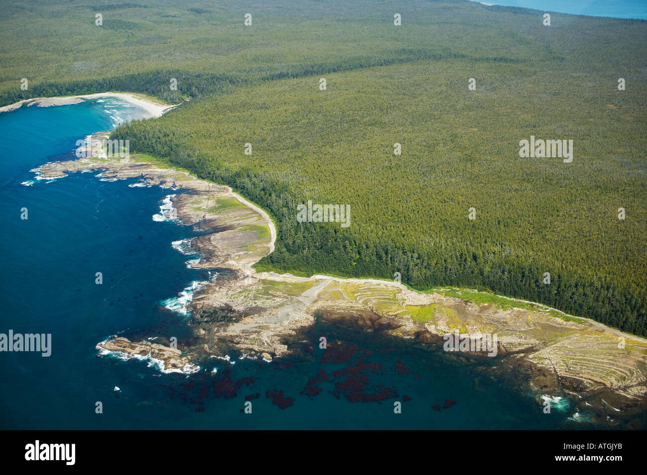 Aerial View North West Coast Vancouver Island British Columbia C Stock