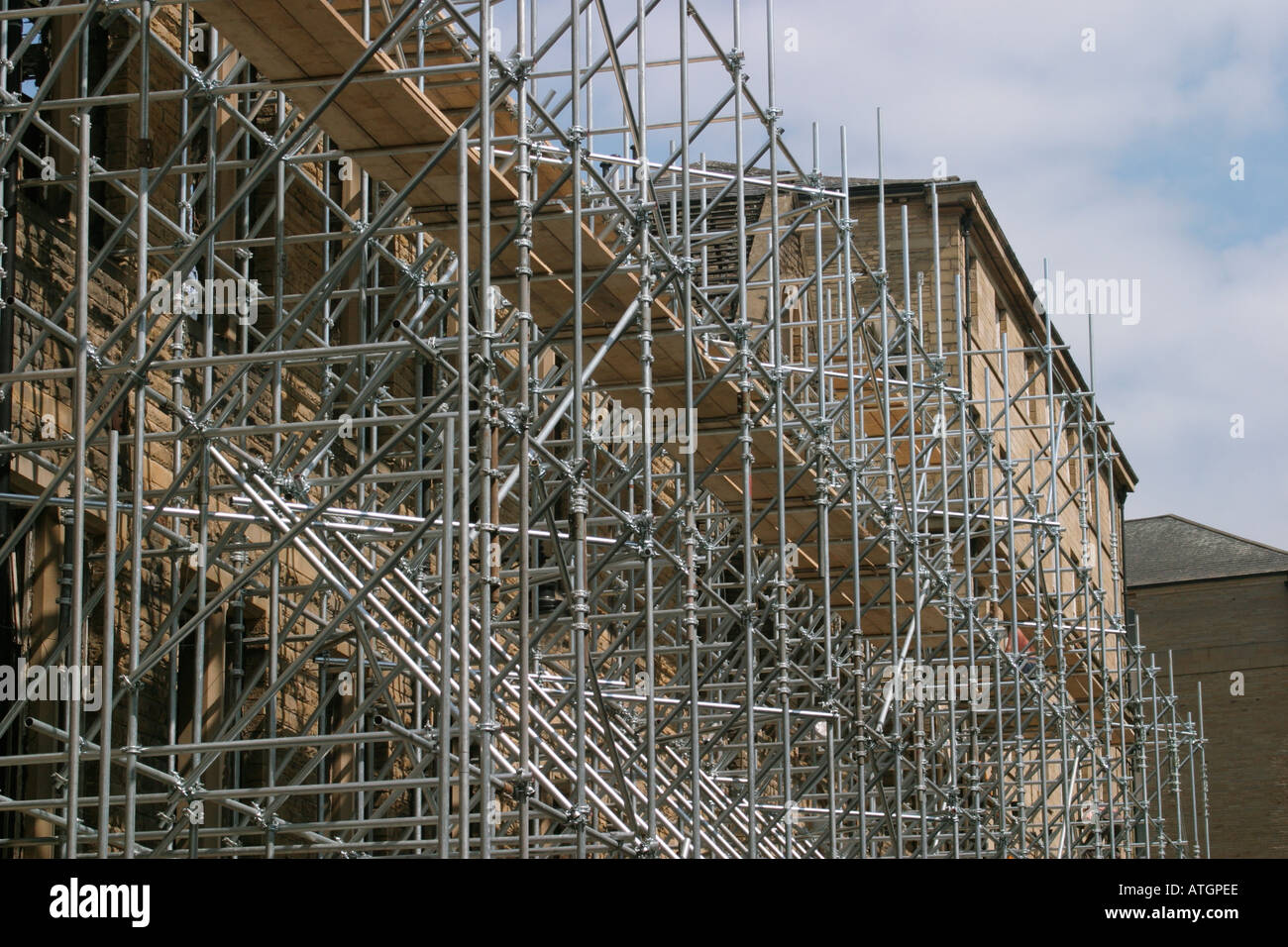 Scaffolding around redevelopment of bradford city centre building due