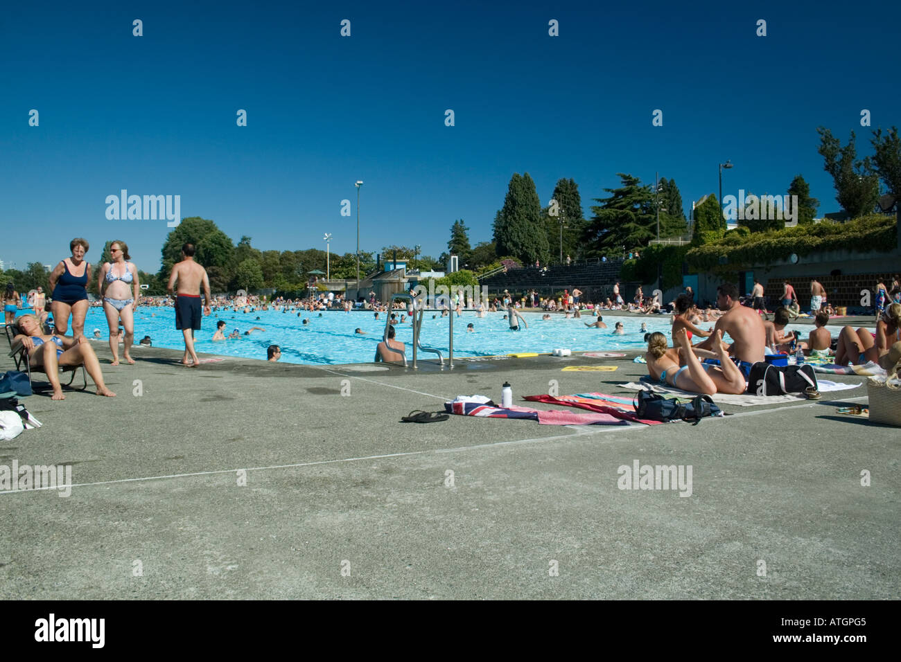 Swimming Pool at Kitsilano Beach Vancouver, British Columbia, Canada Stock Photo