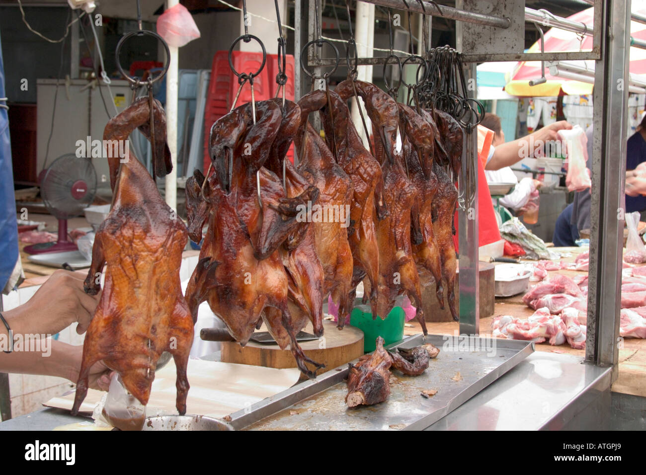 roast duck at Chinese market in Malaysia Stock Photo - Alamy