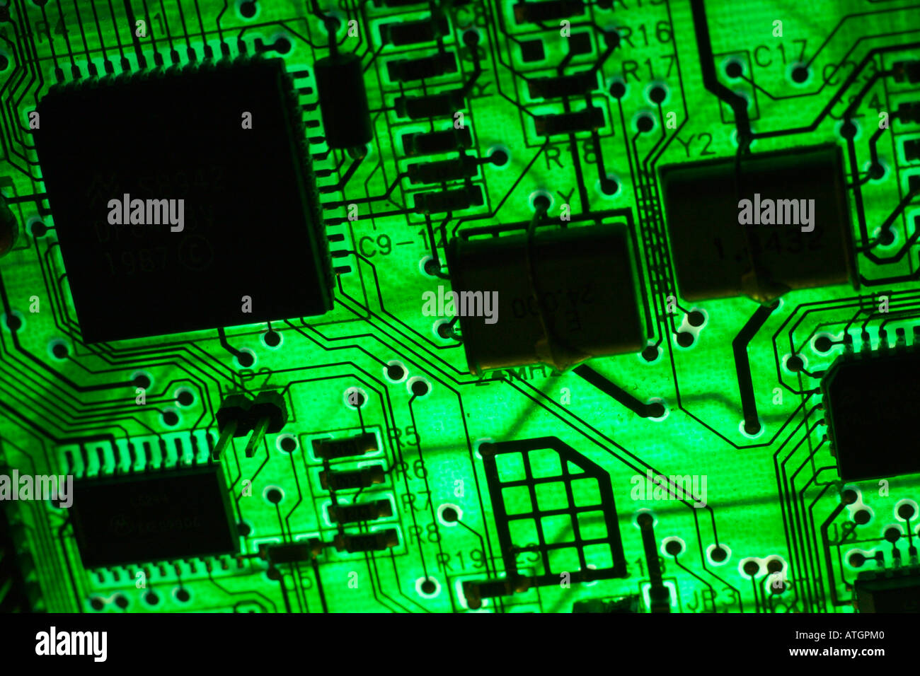 backlit electronic circuit board Stock Photo Alamy