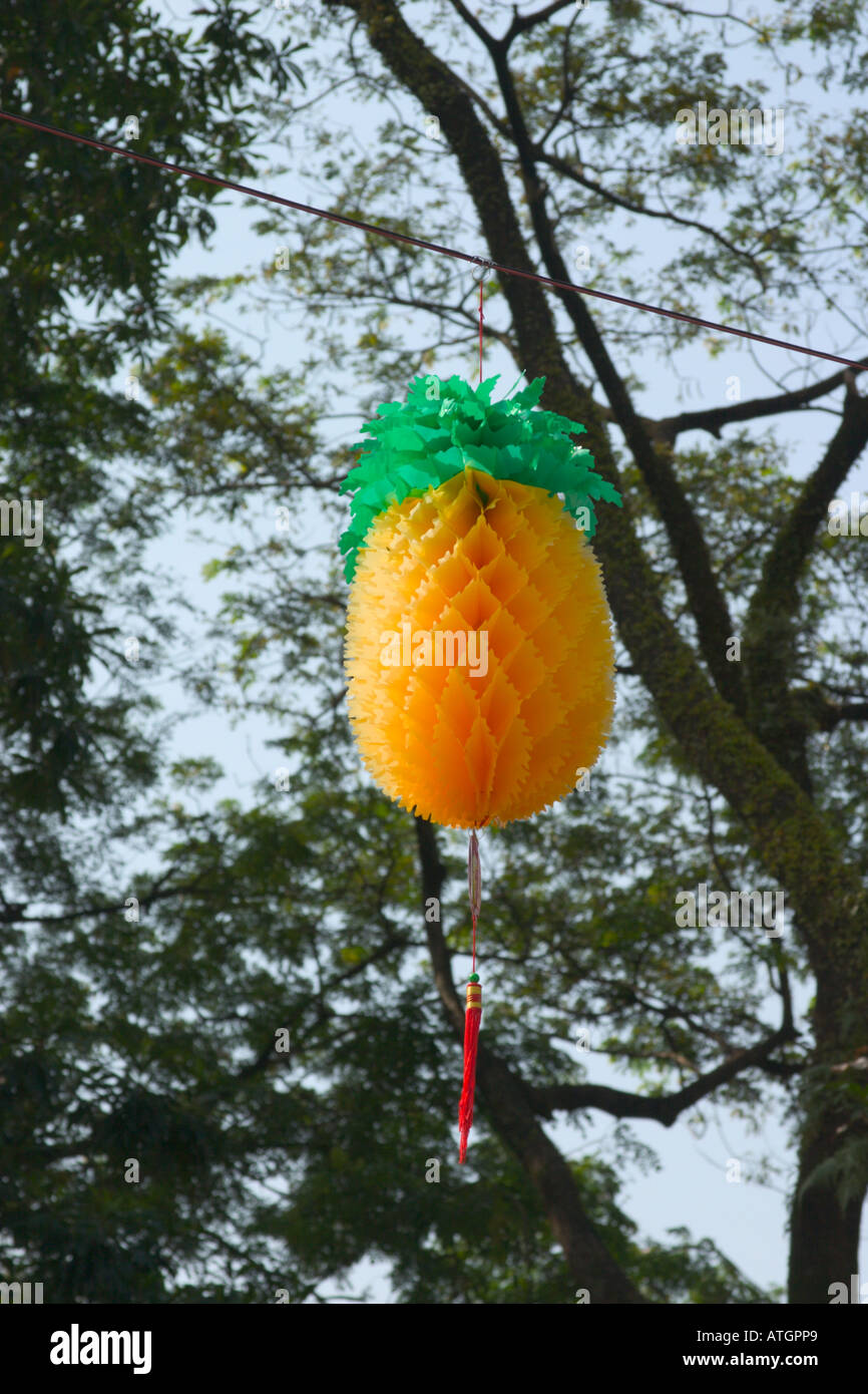 pineapple shaped Chinese lantern decoration during Chinese new year
