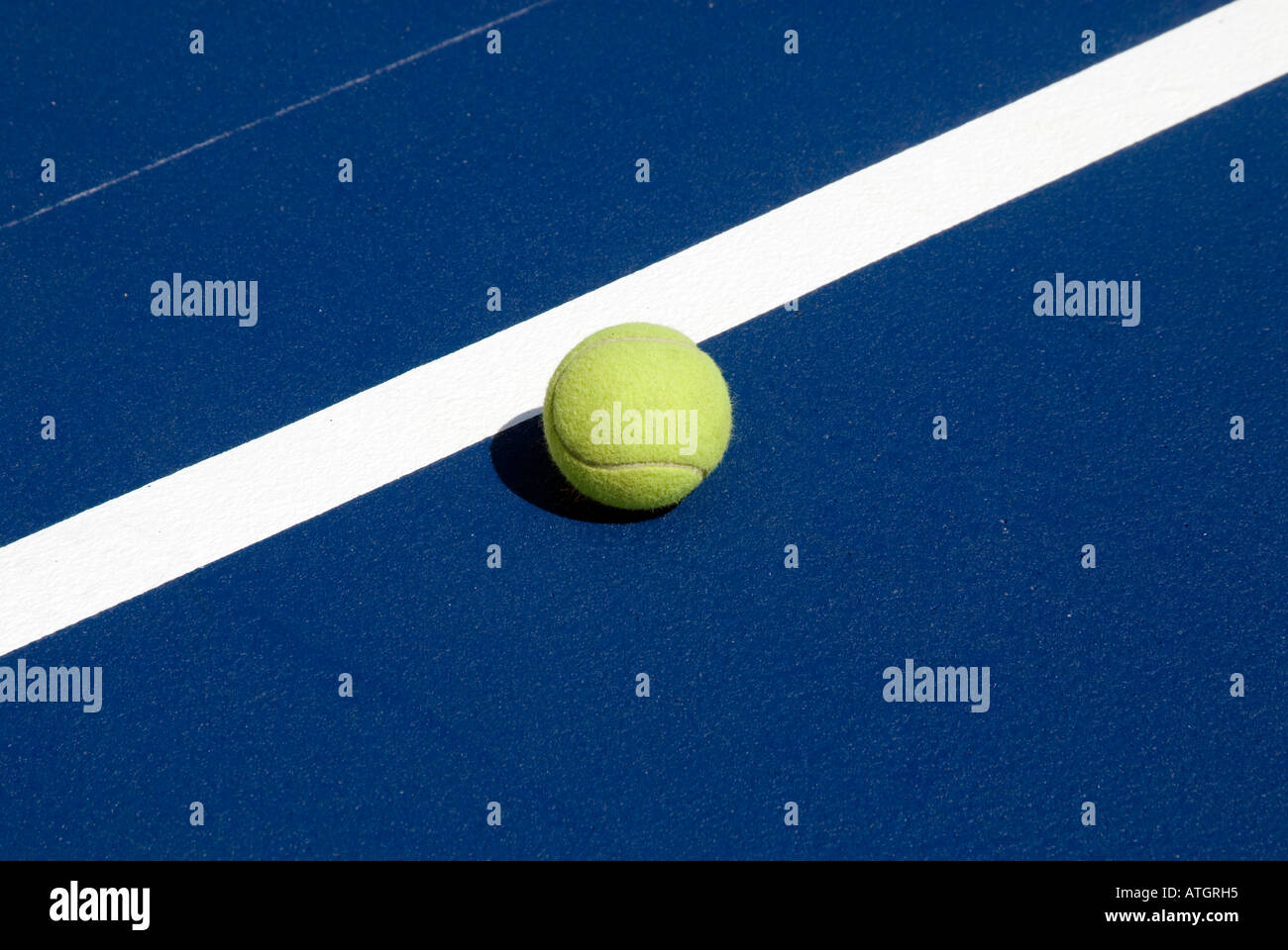 Tennis Ball on Boundary Line Stock Photo Alamy