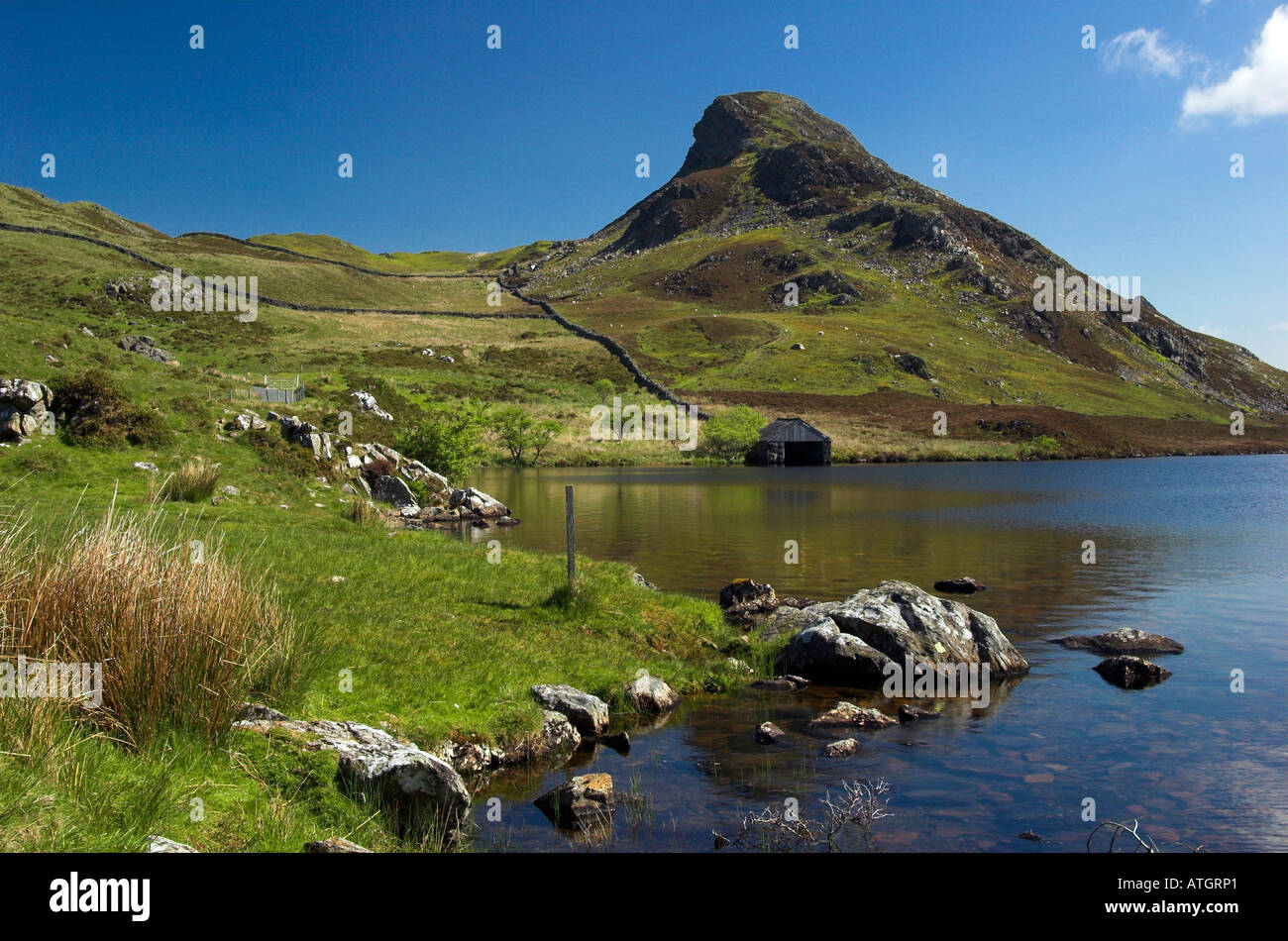 Llynnau Cregennen - two small lakes above Arthog, near Barmouth, Gwynedd, Wales Stock Photo