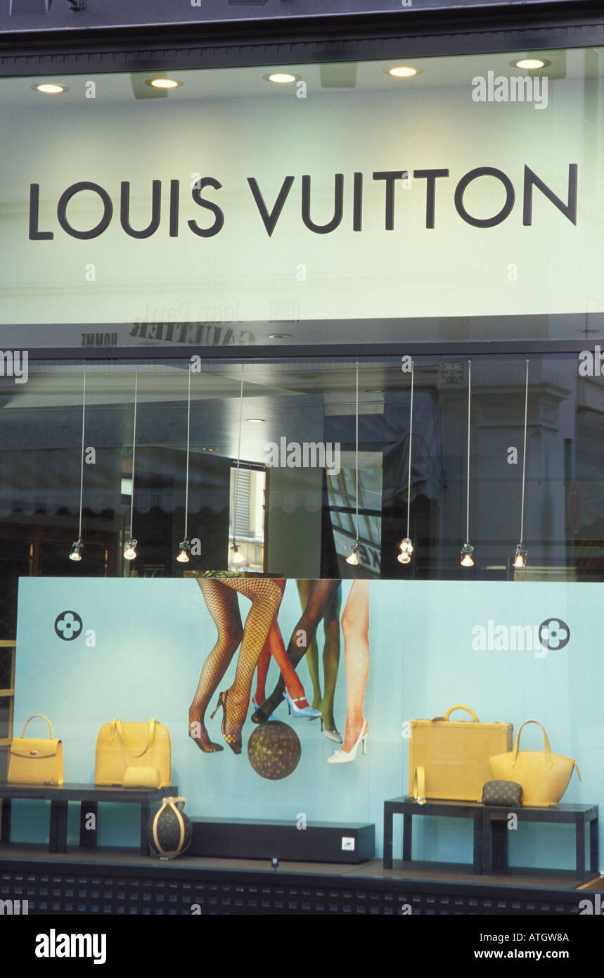 Shop window of the shop Louis Vuitton Frankfurt Hesse Germany Stock Photo