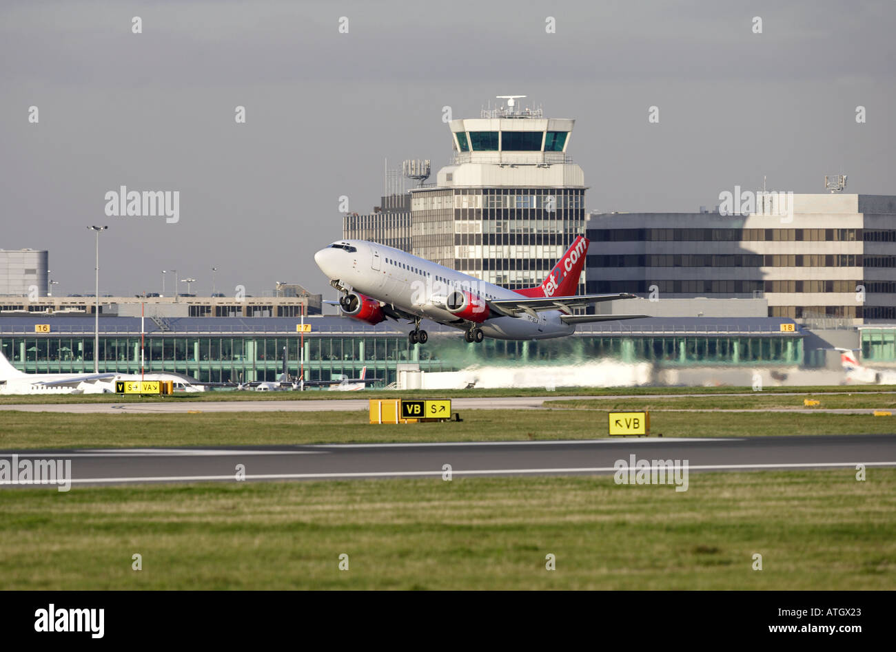 Jet2 at Manchester airport air traffic control tower Stock Photo Alamy