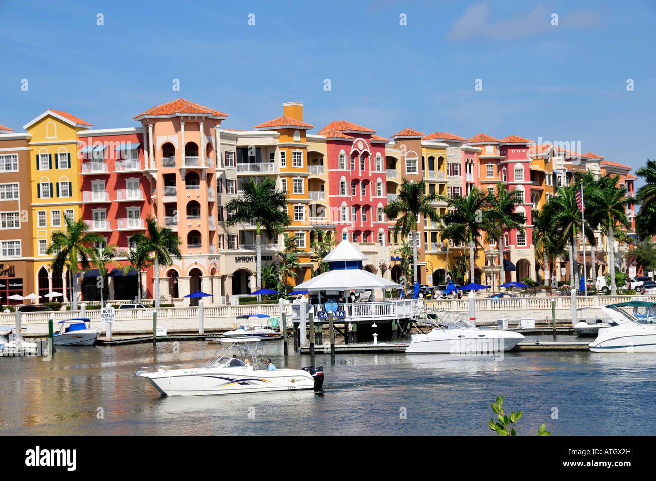 Naples Florida Bayfront Shopping and Residential District Stock Photo