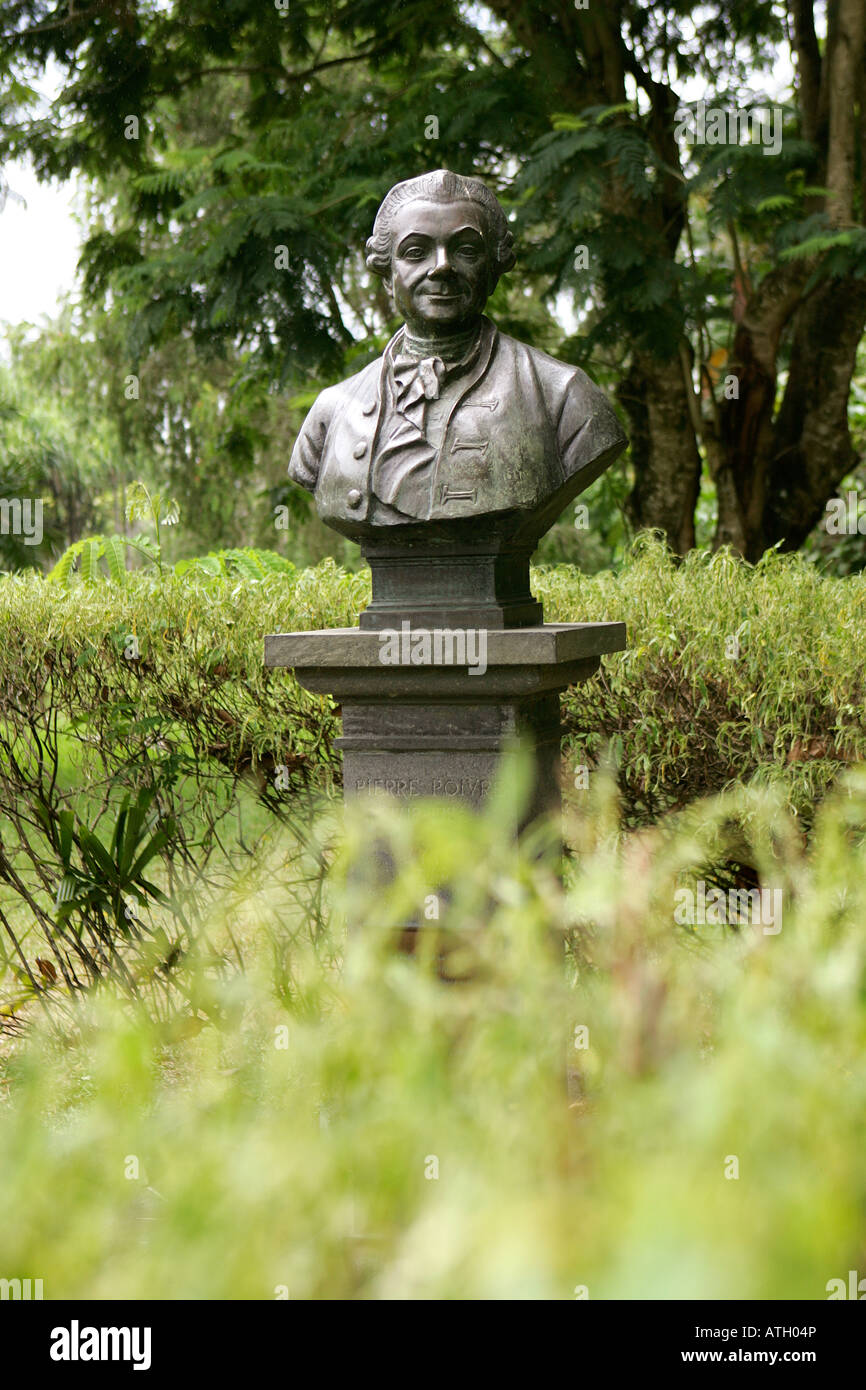 Bust of Pierre Poivre, Sir Seewoosagur Ramgoolam Botanical Gardens, Pamplemousses, Mauritius Stock Photo