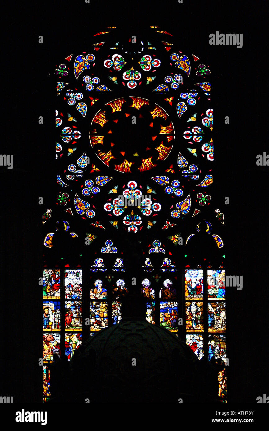 Stained glass windows inside Duomo The third largest church in the