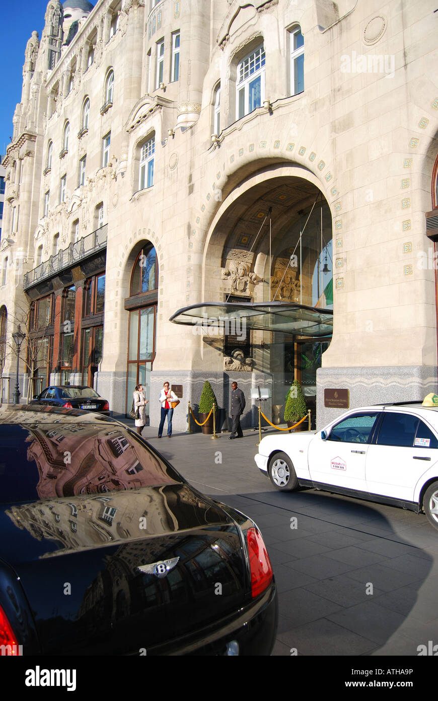 The 'Four Season's' Hotel entrance, Pest, Budapest, Republic of Hungary Stock Photo