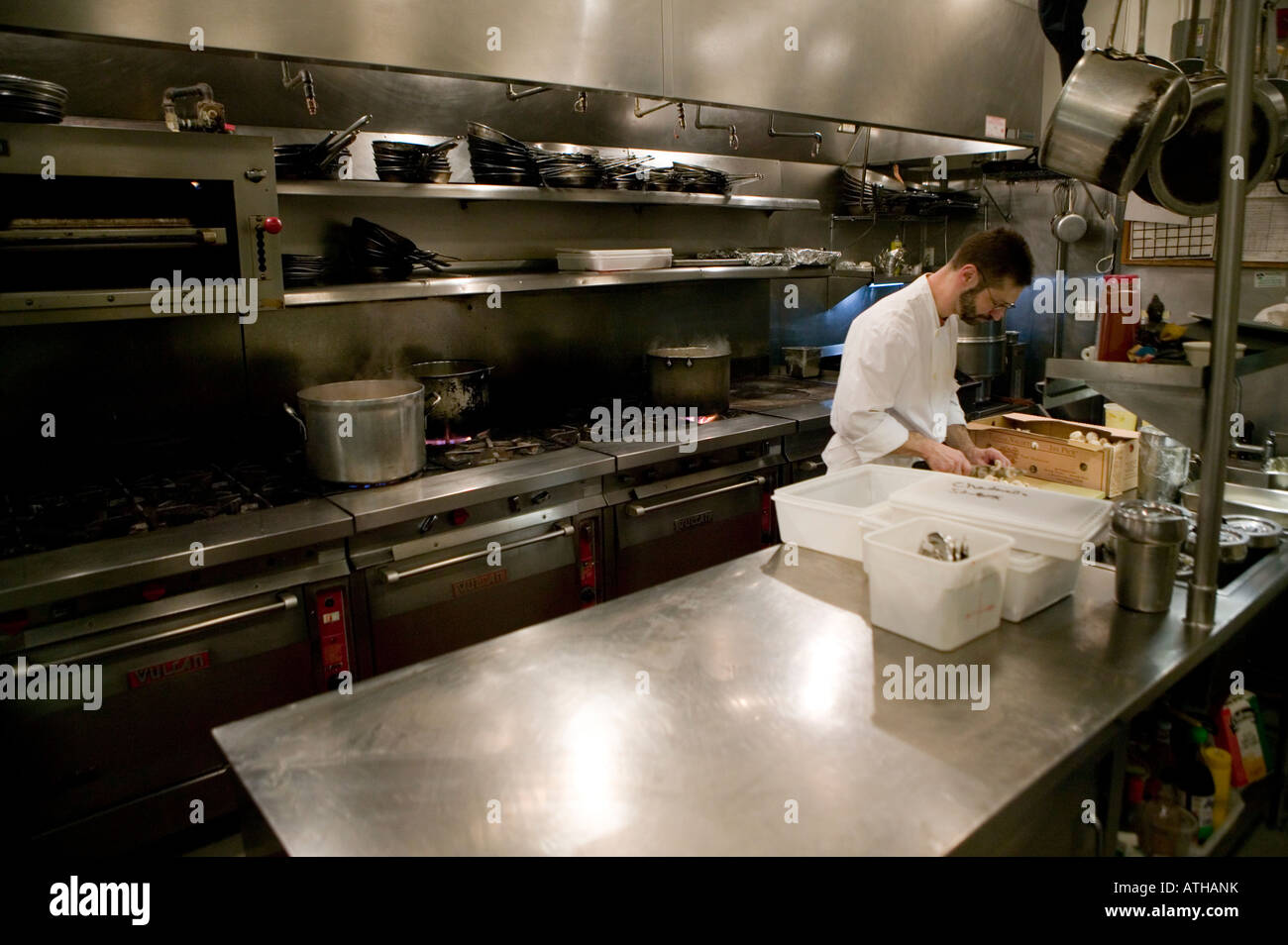 Chef in a commercial kitchen in a restaurant 2007 Stock Photo Alamy
