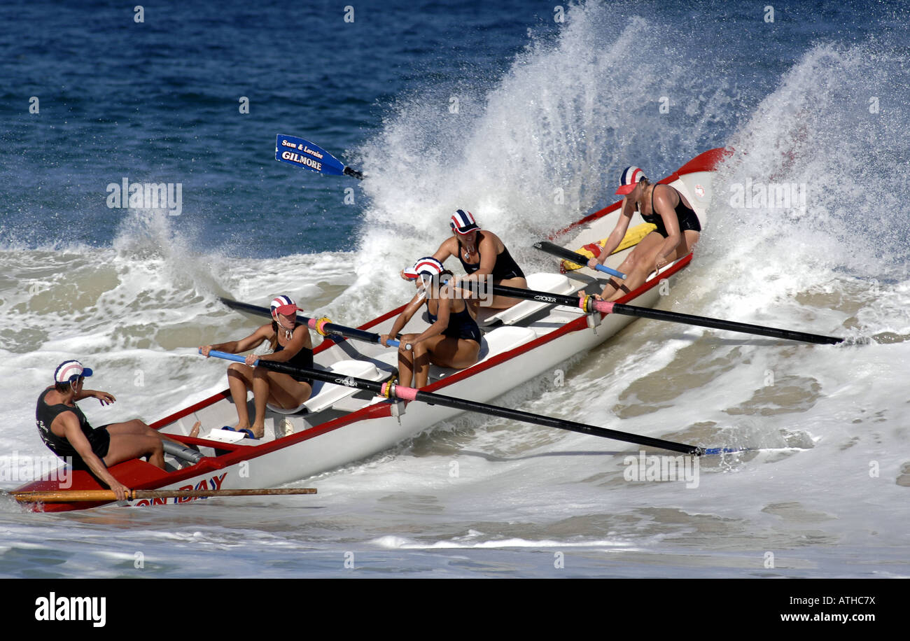 Women's surf boat event in the National Surf Lifesaving Championships